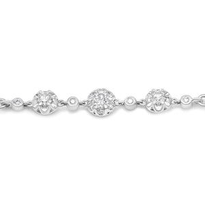 14K White Gold 3/4 Cttw Round Diamond Adjustable 7" to 9.5" Inch Bolo Link Bracelet (I - J Color, I1 - I2 Clarity) - Rieworkes