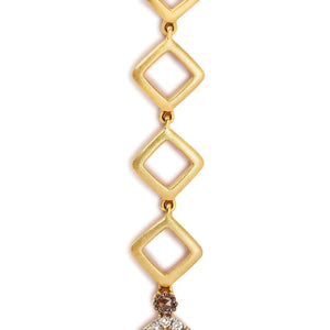 14K Yellow Gold 16 7/8 Cttw Fancy Yellow Rose Cut Diamond 16" Collar Necklace with 4 Leaf Clover Drop (Fancy Yellow/I - J Color, I1 - I2 Clarity) - Rieworkes