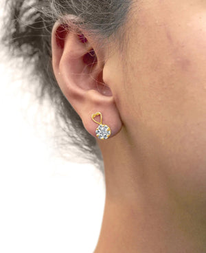 14K Yellow Gold 1ct. TDW Round - cut Diamond Earrings (I - J,SI2 - I1) - Rieworkes