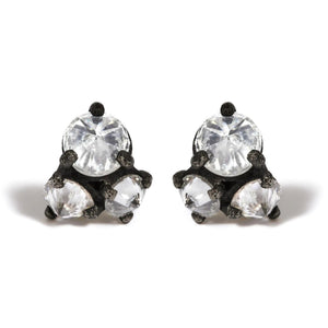 14K Yellow Gold and Black Oxidized Reverse Set 1 1/4 Cttw Diamond Trio Stud Earrings (I - J Color, I1 - I2 Clarity) - Rieworkes
