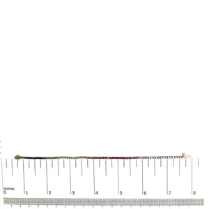 14K Yellow Gold Natural Rainbow Gemstone Sapphire and Tsavorite Tennis Bracelet - 7" Inches - Rieworkes