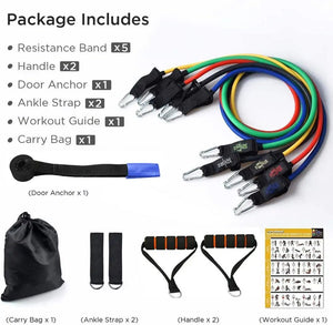 16PCS Resistance Band Set: Home Gym Fitness Training - Rieworkes
