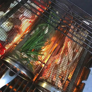 20cm/30cm New BBQ Basket Stainless Steel Grill Outdoor Round BBQ Campfire Grid Outdoor Picnic Camping Barbecue Cooking Supplies - Rieworkes