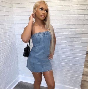 "Sexy Backless Strapless Denim Dress" Mimarta