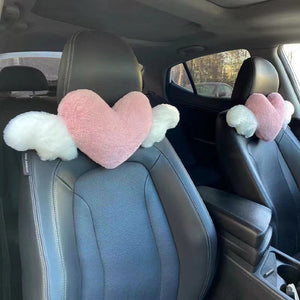 Car Headrest Neck Pillow with Heart Design and Support Mimarta