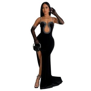 Autumn Sexy Diamond Evening Dress for Women Mimarta
