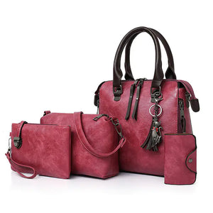 Luxury Women’s Leather Handbag & Wallet 4-Piece Set Mimarta