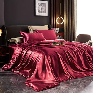 Luxury Silk Bedding Set with Solid Color Duvet Cover Mimarta