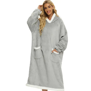 Super Long Flannel Blanket with Sleeves Winter Hoodies Rieworkes