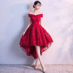 Off-Shoulder Bridesmaid Dress in Wine Red (2020 Style) Rieworkes