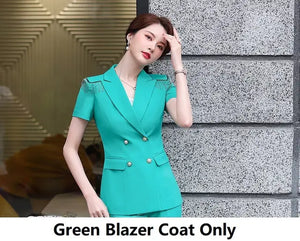 Elegant Green Women's Business Suit with Pants & Jacket Mimarta