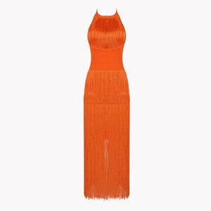 Fringe Halterneck Backless Dress Rieworkes