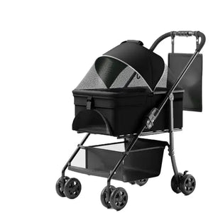 2 In 1 Folding Dog Stroller, Pet Folding Stroller, 4 Wheels Dog Cat Puppy Stroller W Removable Travel Carrier For Small Medium Pet, Waterproof Pad, Car Seat, Sun Shade, Xmas Christmas Gift Rieworkes