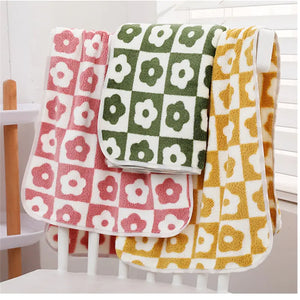 Cute Plaid Flowers Microfiber Towel Bath Towel Soft Face Towels Rieworkes