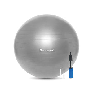 Retrospec Luna Exercise Ball & Pump with Anti-Burst Material Perfect for Balance Stability Yoga & Pilates Graphite 75cm Mimarta