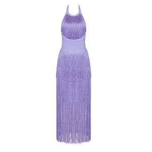 Fringe Halterneck Backless Dress Rieworkes