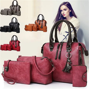 Luxury Women’s Leather Handbag & Wallet 4-Piece Set Mimarta
