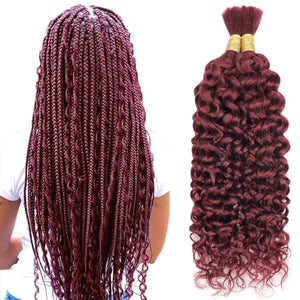 Human Braiding Hair for Boho Braids Human Hair water Wave Bulk Human Hair for Braiding No Weft 100% Unprocessed Brazilian Remy Bulk Human Hair 100g Two Bundles/Pack (99J 22inch) Rieworkes