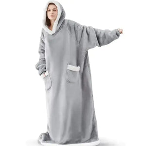 Super Long Flannel Blanket with Sleeves Winter Hoodies Rieworkes