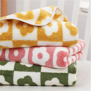 Cute Plaid Flowers Microfiber Towel Bath Towel Soft Face Towels Rieworkes