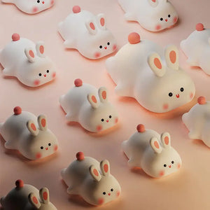 Cute LED Night Light Touch Sensor Cartoon Kid's Nightlights Big Face Rabbit Silicone Night Light Christmas Gift Bedside Lamp Home Decor Rieworkes