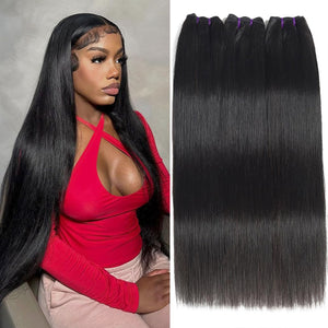 Vanlov 16A Human Hair Bundles Straight Hair 3 Bundles 14 16 18 Inch 100% Unprocessed Brazilian Remy Hair Natural Black Bundles Mimarta