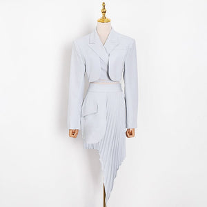 Beveled Pleated Skirt Suit Mimarta