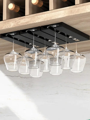 Wine Glass Holder Rack Under Shelf - No Drill Required Rieworkes