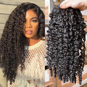 YMS 3C4A Burmese Curly Human Hair Bundles 16 Inch 1 Curly Bundles Human Hair Unprocessed Burmese Raw Hair Extension Real Human Hair 16A Natural Color Human Hair Weft Extensions Mimarta