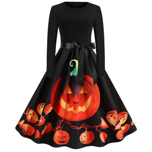 New Halloween Round Neck Printed Party Dress Mimarta