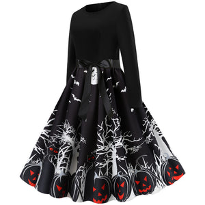 New Halloween Round Neck Printed Party Dress Mimarta