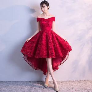 Off-Shoulder Bridesmaid Dress in Wine Red (2020 Style) Rieworkes