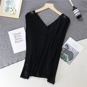 Women Lace V-neck Long-sleeved Thermal Slim Warm Top Rieworkes