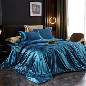 Luxury Silk Bedding Set with Solid Color Duvet Cover Mimarta