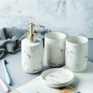 Nordic Luxury Marble Ceramic Bathroom Set (5 Pieces) Mimarta