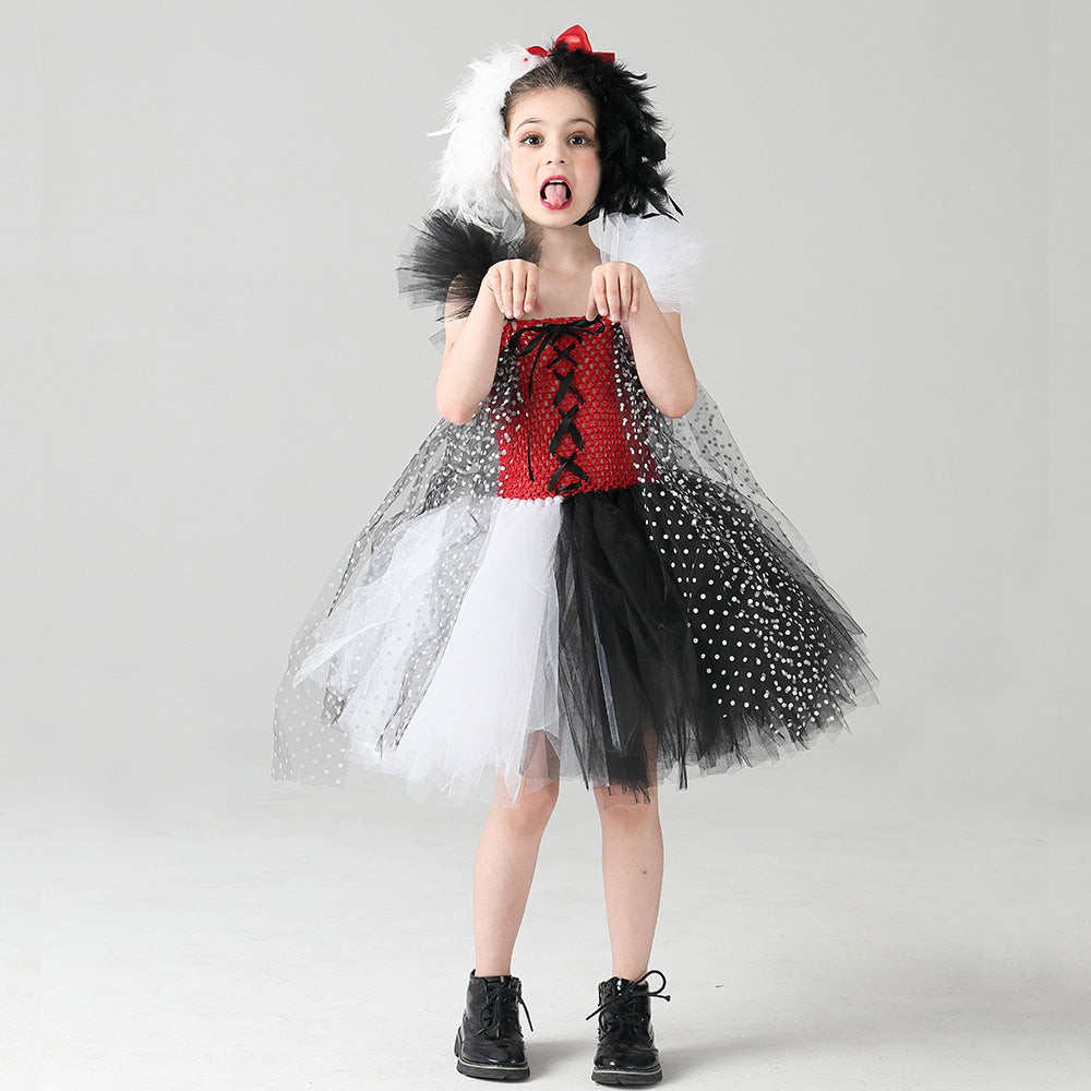 Cruella De Vil Cosplay Dress for Halloween Performance Mimarta