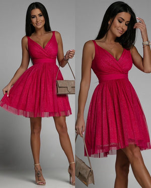 Fashionable Sexy Mesh Dress with Cross V-Neck for Women Mimarta