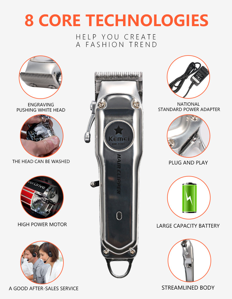 Kemei Rechargeable Electric Hair Clipper for Men Mimarta