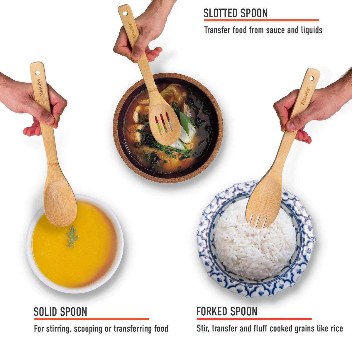Wooden Spoons for Cooking 7-Pack - Bamboo Kitchen Utensils Set for Nonstick Cookware Rieworkes