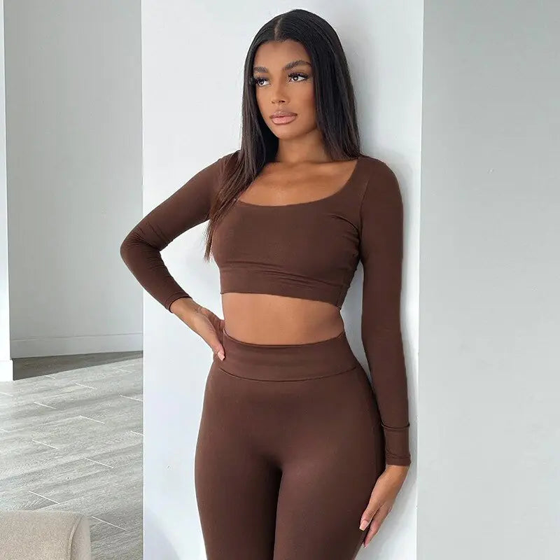 Gym Crop Tank Top Leggings Set Rieworkes