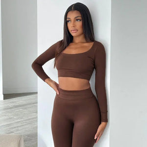 Gym Crop Tank Top Leggings Set Rieworkes