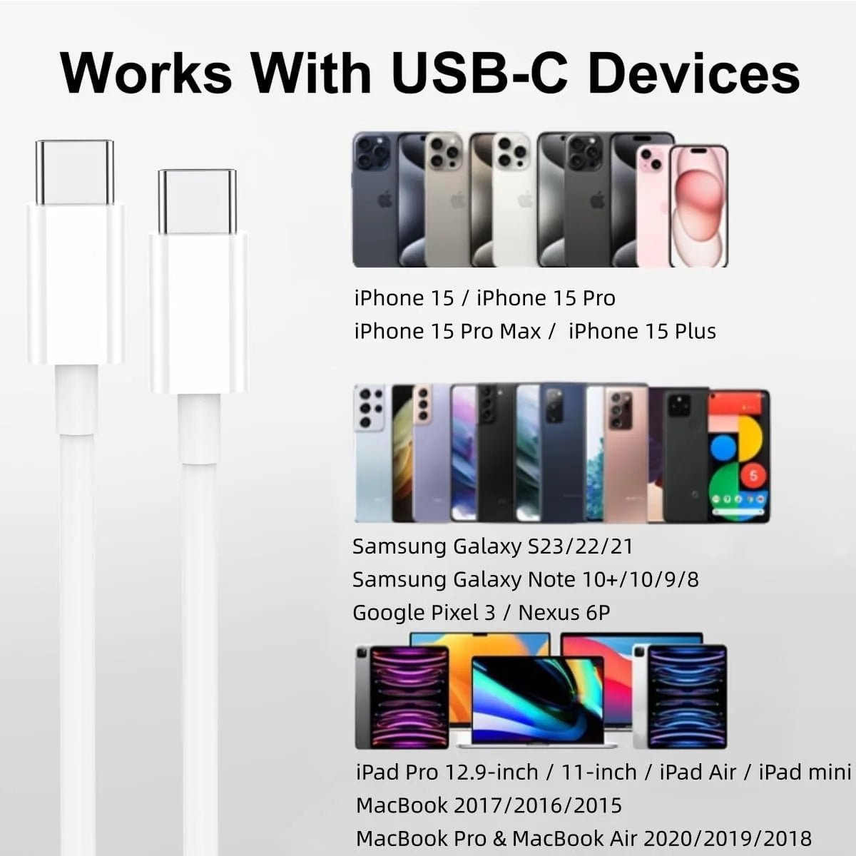 10 PACK For Samsung USB - C to USB - C Fast Charge Cable Charging Cord Type Charger - Rieworkes