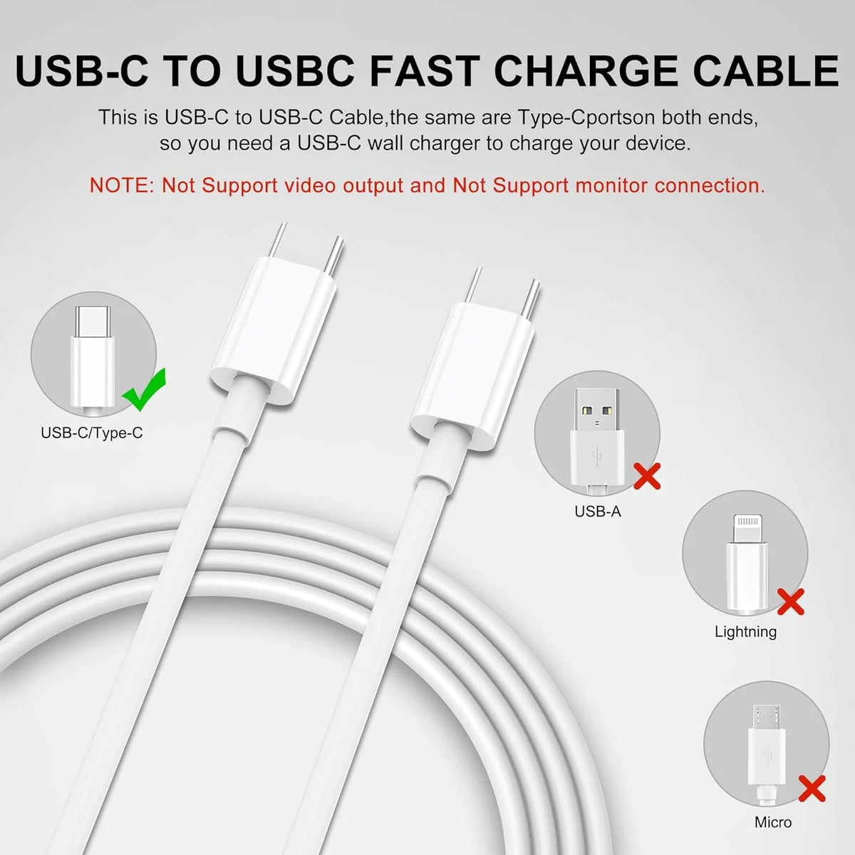 10 PACK For Samsung USB - C to USB - C Fast Charge Cable Charging Cord Type Charger - Rieworkes