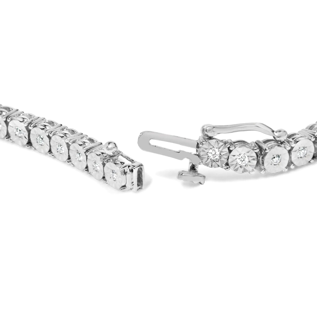 10K White Gold 1/2 Cttw Real Diamond Illusion - Set Miracle Plate Tennis Bracelet (I - J Color, SI2 - I1 Clarity) - Size 7.5" - Rieworkes