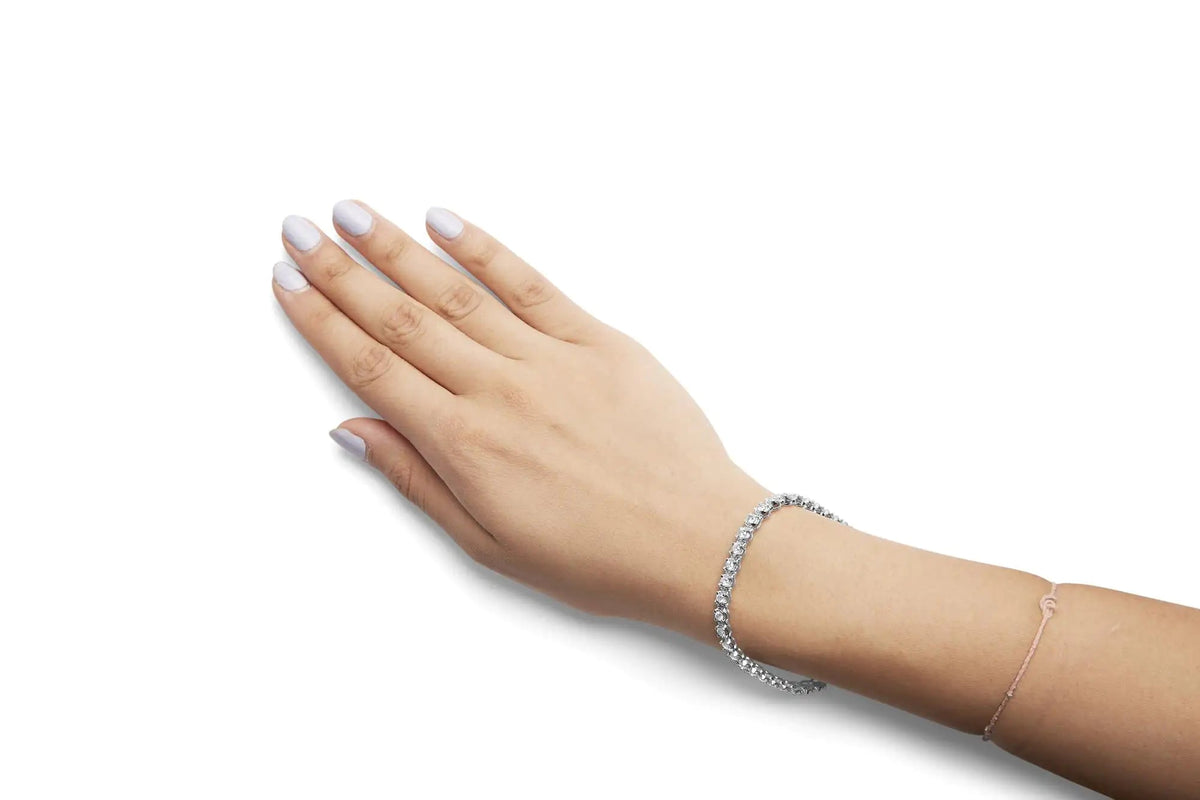 10K White Gold 3.00 Cttw Miracle Set Diamond Bezel Link Style Tennis Bracelet (H - I Color, I2 - I3 Clarity) - 7.5" - Rieworkes