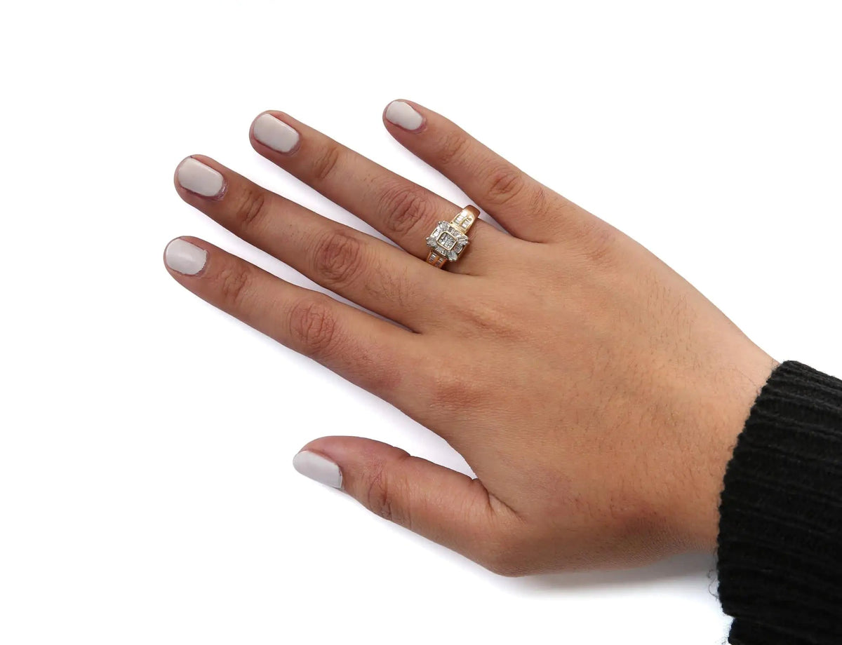 10K Yellow Gold 1/2 Cttw Diamond Composite and Halo Ring (H - I Color, SI1 - SI2 Clarity) - Rieworkes