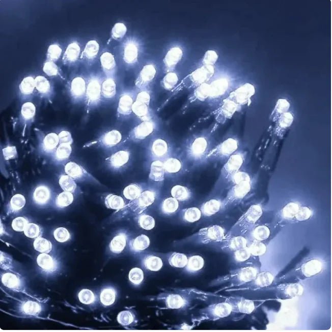 10M LED String Lights with 100 Flashing Bulbs &amp; Black Wire - Rieworkes