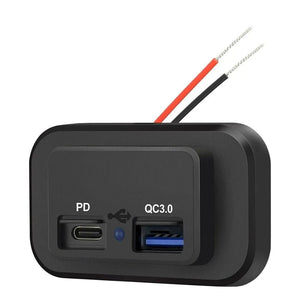 12 - 24V 4.8A Dual USB PD QC3.0 Car Boat RV Fast Charger Socket LED Power Outlet - Rieworkes