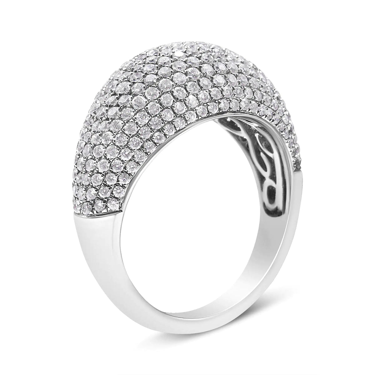 14K White Gold 1 3/4 Cttw Round - Cut Diamond Cluster Band Ring (G - H Color, SI1 - SI2 Clarity) - Rieworkes