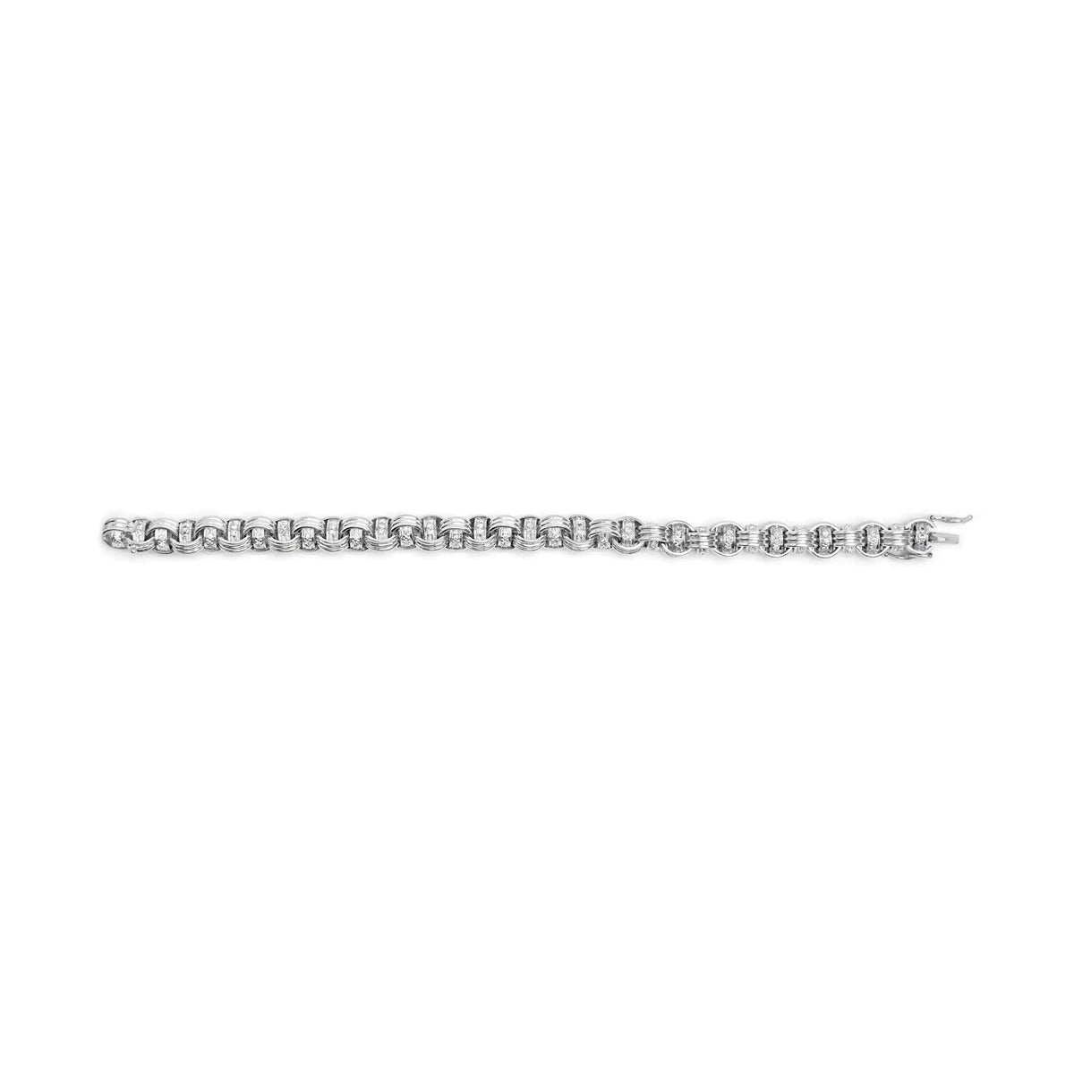 14K White Gold 1/2 Cttw Diamond Knotted Byzantine Link Bracelet (H - I Color, I2 - I3 Clarity) - 7" Inches - Rieworkes